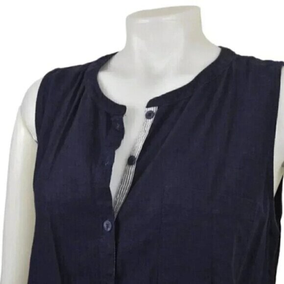 Lole Linen Blend Shirt Dress Sleeveless Mini Blue Size Medium - Picture 3 of 9